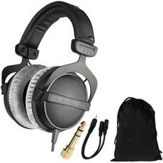베이어다이내믹 DT 770 PRO 폐쇄 다이내믹 스튜디오 헤드폰 소프트 케이스 + 모노프라이스 6인치 3.5mm 스플리터 스테레오 플러그 잭 케이블 2개 포함 80옴 번들, 베이어다이내믹 DT 770 PRO 폐쇄 다이내믹 스튜디