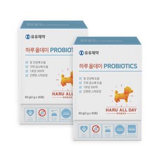 유유제약 하루올데이 PROBIOTICS 강아지 유산균 영양제 면역력 소화력개선 1포 300억 카제로템 신바이오틱스 2gx30포, 장건강/유산균, 2개