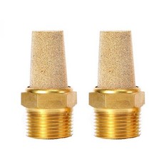Quickun Air 공압 머플러 1/4인치 남성 나사산 소결 청동 배기 소음기 (10개 팩), 1/2" Male (2Pcs), 10개