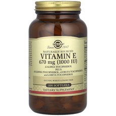 Solgar Vitamin E 천연 비타민 670mg(1 000 IU) 100정, 1개