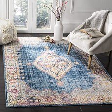 Safavieh Bristol 컬렉션 BTL348C 지역 깔개 7 x 7광장 푸른 아이보리 (7 x 7 Square Blue／Ivory), 7 x 7 Square, Blue／Ivory, 7 x 7 Square, Blue／Ivory
