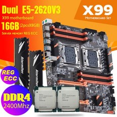 기가바이트 컴퓨터 메인보드듀얼 X99 DDR4 마더보드 2011-3 XEON E5 2620 V3 * 2 2*8GB = 16GB 2400MHz, 한개옵션0