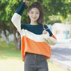 긴소매니트 버카치 겨울 가을 와이드 루즈핏 풀오버 멜란 학생 티 스웨터 여성