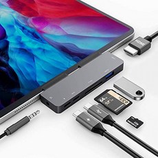 USB C HUB for iPad Pro 11 12.9 2020 2018 iPad Air 4 7 in 1 iPad Pro Hub with 4K, 단일상품