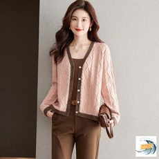 여자가디건 아우터 가디건 가을 니트 코트 여짧은 브이넥 긴팔