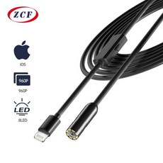 산업용 내시경 HD960P 유선 카메라 아이폰 아이패드와 직접 연결 8M5.5.MM 파이프 검사 보어스코프 IP68 방수 LED, 14)5m 5.5MM Rigid Cable