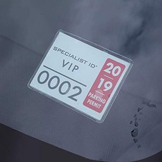 픽픽 2팩 자동차 앞유리 주차 허가증 소지자 투명 접착식 태그 파우치 비닐 플라스틱 문서 보호대 보유 전문가 ID에 의한 대형 플래카드 패스 데칼 또는 스티커4 x 3 5, 2개
