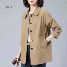 톰보이자켓
 루비샵 L-5XL 빅사이즈 중년여성 사이드포켓 캐주얼 트렌치코트 뒷트임없음