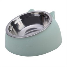 애완 목 스테인레스 베이스 200ml 방지 미끄럼 도 고양이 15 보호 물 그릇 강아지 공급기 동물 음식 기울임 접시, 1개, Matcha Green