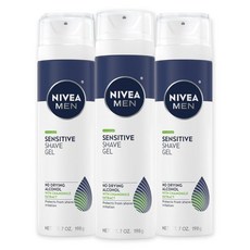 Nivea 남성용 비타민 E 진정 카모마일 위치 헤이즐 추출물이 함유된 니베아 남성 민감 면도 젤 7온스 캔 3팩, 3개