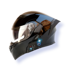 킥커머스 초경량 블루투스 풀페이스 시스템 오토바이헬멧 하이바 바이크 헬멧, XL, 유광블랙