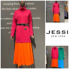 제시뉴욕 비비드한 양모혼방 목폴라 니트원피스 J99-KA4440