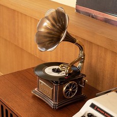 측음기 플레이어 전축 레코드 LP 스피커 빈티지 선물용 레트로 축음기 레코드판, C.로즈우드 레드