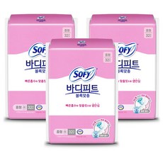 쏘피 바디피트 볼록맞춤 생리대 날개형, 중형, 32개입, 3개