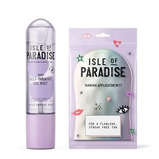 Isle of Paradise 미스트 & 글로우 키트 - 다크 - 비건 및 동물 실험 금지 - 태닝 오일 미스트 + 태닝 미트 - 자연스러운 광채를 위한 컬러 코렉팅 엑티브 - 블렌딩 미트가 포함된 선리스 태닝 바디 오일, 1개