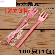 티포크세트 과일차잎 긴손잡이 일회용 밀크티가게 과일포크 과일 배달 단독 포장, T23-화이트