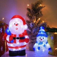 Hyades크리스마스 인형 장식 조명 무드등 산타클로스+눈사람, 1개