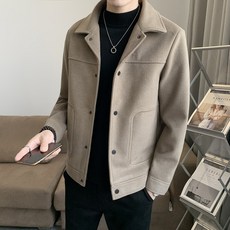 FANSYLI 가을 겨울 남성 모직 자켓 슬림 캐주얼 숏 모직 코트 도톰 스타일리쉬 숏 점퍼 코트 W2410O07
