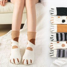 갓샵 고양이 롱 수면양말 6종 [세상따숩 극세사 수족냉증 여자 임산부 수면양말삭스]