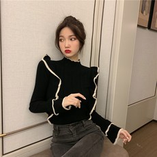여성 겨울 스판 프릴 니트 이너티08