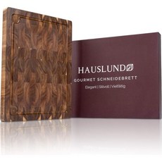 Hauslund 대형 나무 도마 40 x 30 3 cm 주스 그루브가 있는 살균 아카시아