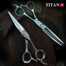 TITAN 전문 이발사 가위 6 인치 커팅 헤어 숱기 세트 JP ATS314 스테인레스 스틸, 02 SET, 2세트