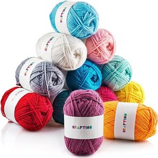  CRAFTISS 12x50g 아크릴 실 미니 타래 - 크로셰 및 뜨개질 공예 프로젝트를 위한 부드러운 1300야드 다양한 스타터 키트 벌크 성인 아동용 핫템 잇템 