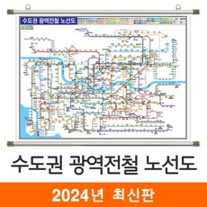 [지도코리아] 수도권광역전철노선도 (약식) 110*79cm 족자 소형 - 서울시 서울 경기도 수도권 전철노선도 지하철노선도 지도 전도, 고급천 - 족자 (소형)