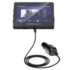 JaJaBor 차량용 MP5 플레이어 FM 송신기 HD 비디오 리모콘 포함 멀티 미디어 블루투스 5.0 핸즈프리 변조기, [01] Black, 01 Black, 1개