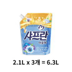 LG생활건강 샤프란 아로마 프레쉬 2.1L 리필, 6.3L, 1개