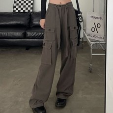  코코애 하이웨스트 레트로 캐주얼 슬림 와이드 카고팬츠 AO0217  상품 이미지