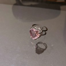 금도금 샤이니 프린세스 핑크 하트 큐빅 이어링 18K 골드 도금 다절면 큐빅 하트 목걸이