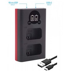 Baxxtar Dual LCD 18592-Sony NP-FW50 배터리와 호환-미니 충전기-USB-C 또는 마이크로 USB를 통한 공급 Baxx, 단일상품
