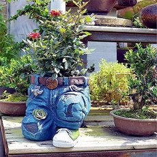청바지 꽃 장식 화분 테이블 조각상 작은, [01] As Shown A, 1개