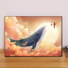 슬기로운 집콕생활보석십자수 DIY 어린왕자 고래 전체비즈 대형, 50x35cm