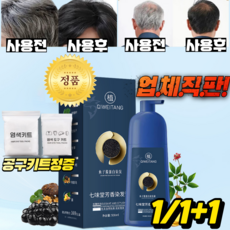 1/1+1 [100%커버] 골드 캐비어 단백질 염색약 염색샴푸 10분 쉽고 빠른 염색제 식물 추출 버블 새치염색약, 4개, 0자극 갈색