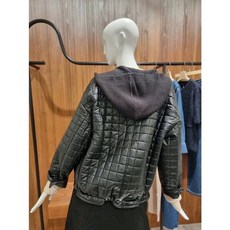 [갤러리아] 지컷[22 f/w]퀼티드 레더 니트 후드 점퍼(7252418003)