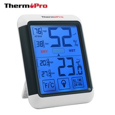 다용도 실용 온도계 Thermopro TP55 습도계 터치 스크린 및 백라이트 습도가있는 실내 실외 92, 협력사, 1개