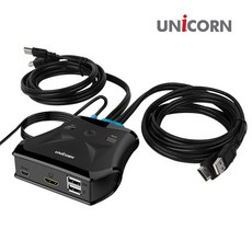 유니콘 KVM-200HDMI 2대1 HDMI KVM스위치 케이블연결형