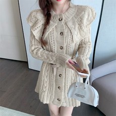 호돌룰루 하프기장원피스 홍콩 플랫카라 그물니트 여성 겨울 가을 허리보정 보여 슬림
