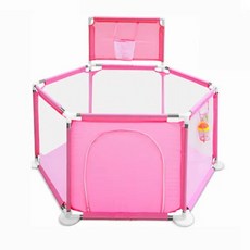 IMBABY Playpen- 놀이 틀 아기 놀이터 접이식 안전 울타리 공 수영장 여행 농구 후프 용 텐트 체육관, [02] Pink, 1개