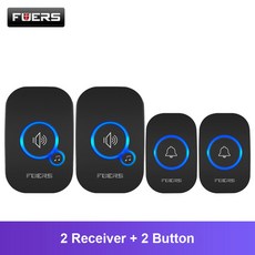 배터리 가정용 32곡 차임 Fuers 벨 스마트 방수 M557 초인종 알람 도어벨 현관 포함 무선, Black Color Kit 4