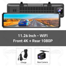 차량용블랙박스 오토바이용블랙박스 차량 DVR 블랙박스 비디오 녹음기 카메라 백미러 H6 대시캠 4K GPS 와이파이 터치 11.26 인치 비전 신제품, 01 Dual Lens, 01 With 128G TF Card, 1개
