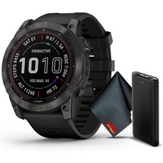 Garmin Fenix 7X Pro Sapphire Solar Edition 51MM 카본 그레이 DLC 티타늄 블랙 밴드 GPS 스마트워치 내장 손전등 및 파워 사파이어 태양