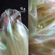 암호추가 싱겁다 엘로우 환채 실크 펄 크리스탈 닦는다 그라데이션 시스루 결혼기념일 원단, 프림로즈엘로 홀로그램 환채 실크 （쌀