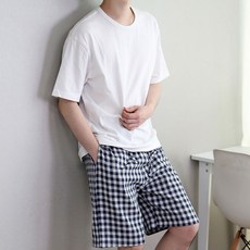 순면 코튼 체크 남자 잠옷 반바지 파자마 바지