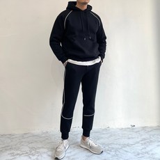 파블럼 헤비 삥줄 기모 후드 조거 겨울 트레이닝복 세트 남녀공용 2color