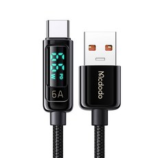 맥도도 디스플레이 USB A to C타입 6A 고속충전 케이블, 1.2m, 블랙, 1개