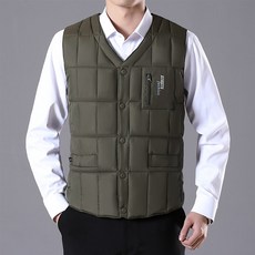 기모 패딩조끼 남성 가을 겨울 따뜻한 사무실 초경량 털 오버핏 두꺼운 조끼 WG20102851Z