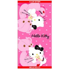 헬로키티 Hello kitty 베어 비치타올, 1개, 헬로키티 핑크